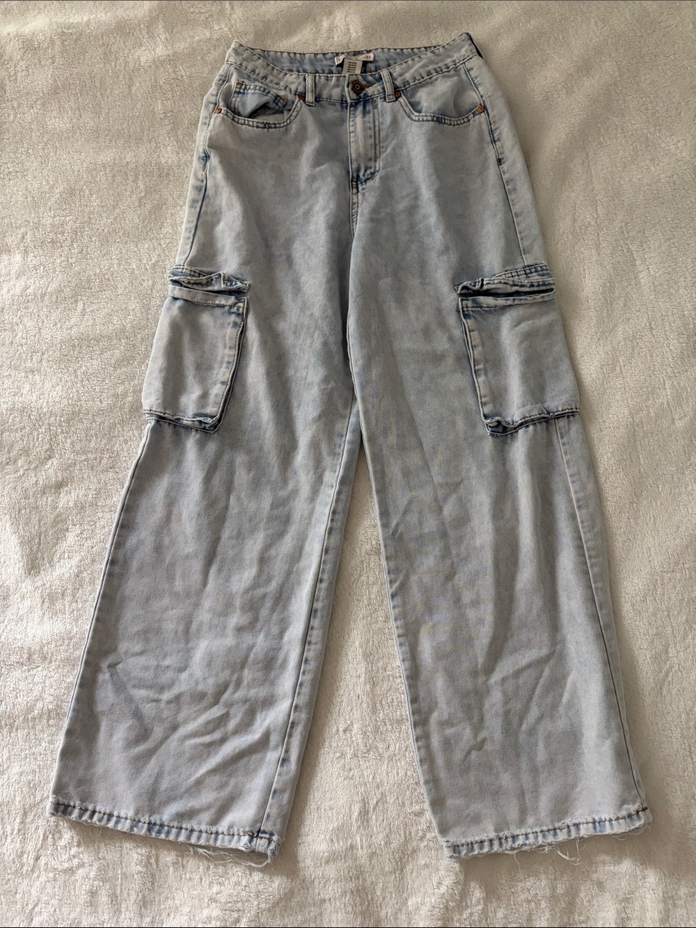 Sincerly Jules Light Blue Cargo Wide-Leg Jeans